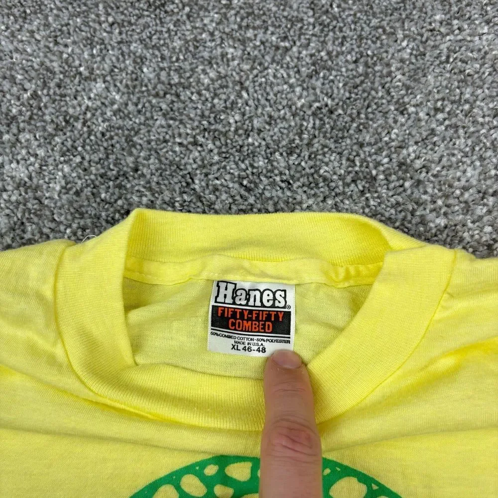 Vintage 70s Tunnel Park Run Race Shirt Mens XL Yellow Hanes 50/50 Squirt Sponsor - Picture 4 of 7
